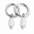 Titanium Steel Huggie Earrings with Freshwater Drop Pearl