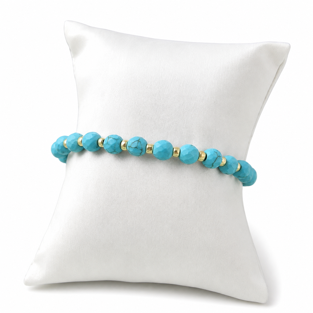 Handmade Beaded Turquoise and Gold Rope Bracelet