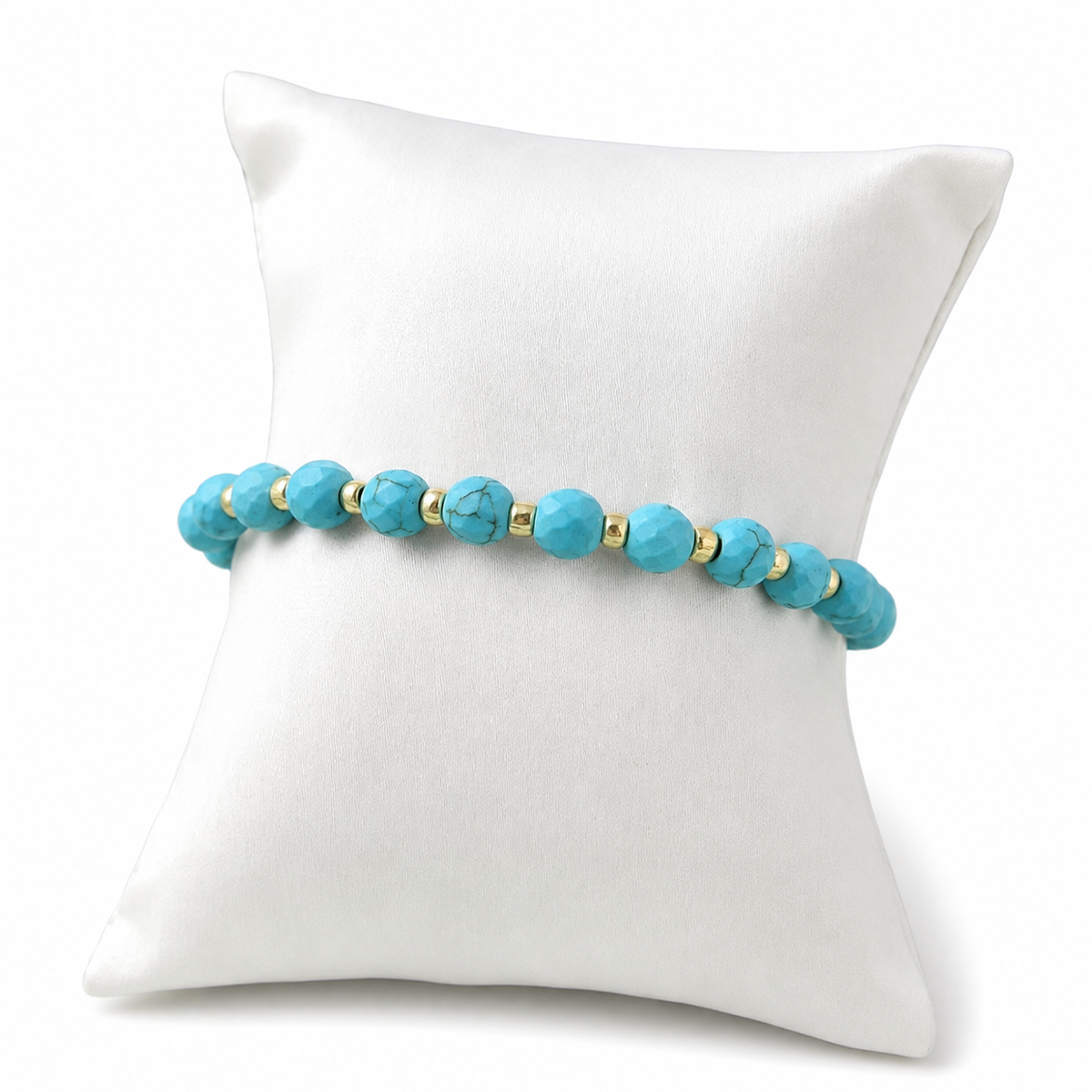 Handmade Beaded Turquoise and Gold Rope Bracelet