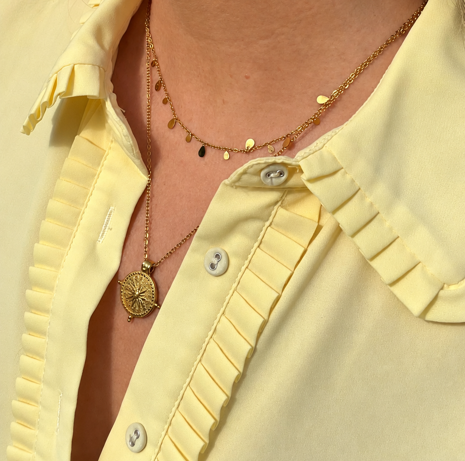 Dainty Water-Drop Necklace with Disc Charms
