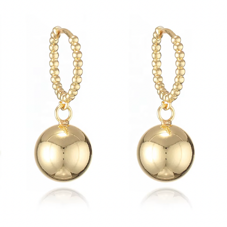 Beaded Huggie Earrings with Globe Drop