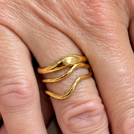 18k Gold Plated adjustable Layered Ring