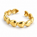 18k Gold Plated adjustable Linking Hearts Ring