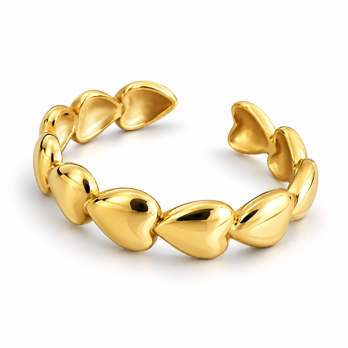 18k Gold Plated adjustable Linking Hearts Ring