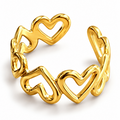 18k Gold Plated adjustable Open Hearts Ring