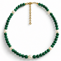 Malachite & Natural Pearl Beaded Necklace