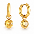 Yellow Gem Drop Huggie Hoop Earrings