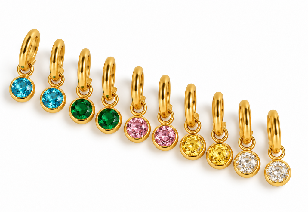 Clear Gem Drop Huggie Hoop Earrings