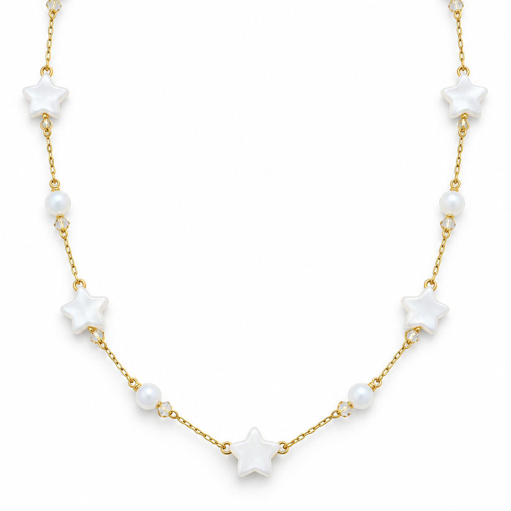 White Star & Bead Necklace