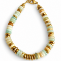 Natural Stone & Gold Bracelet in Pale Jade Green