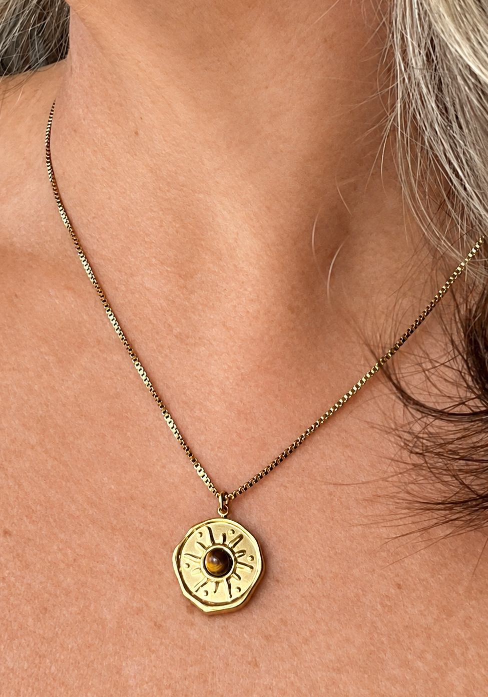 Sunburst Tiger’s Eye Gold Plated Necklace