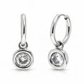 Clear Zircon Gem Drop Stainless Steel Huggie Earrings