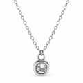 Clear Zircon Gem Drop Pendant Stainless Steel  Necklace