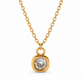 Clear Zircon Gem Drop Pendant 18K Gold Plated Necklace