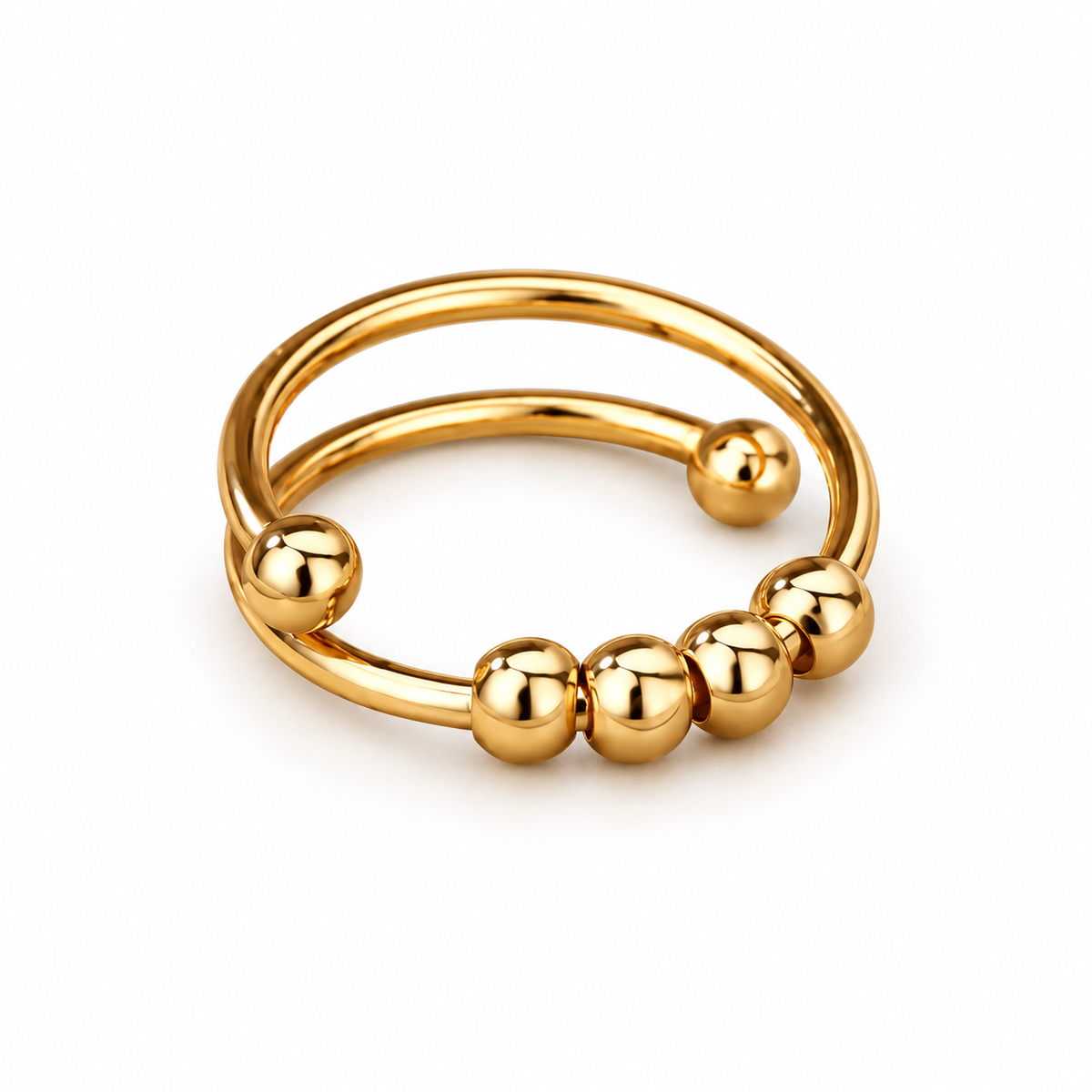 Adjustable Beaded Fidget Ring 18K Gold Plated