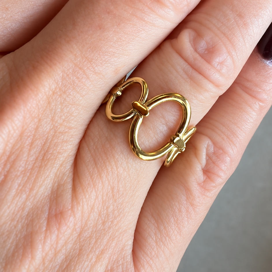 Oval Link Adjustable Ring 18K PVD Gold Plated
