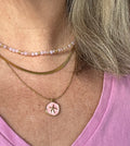 18K Gold Plated Round Pink Starfish Pendant Necklace