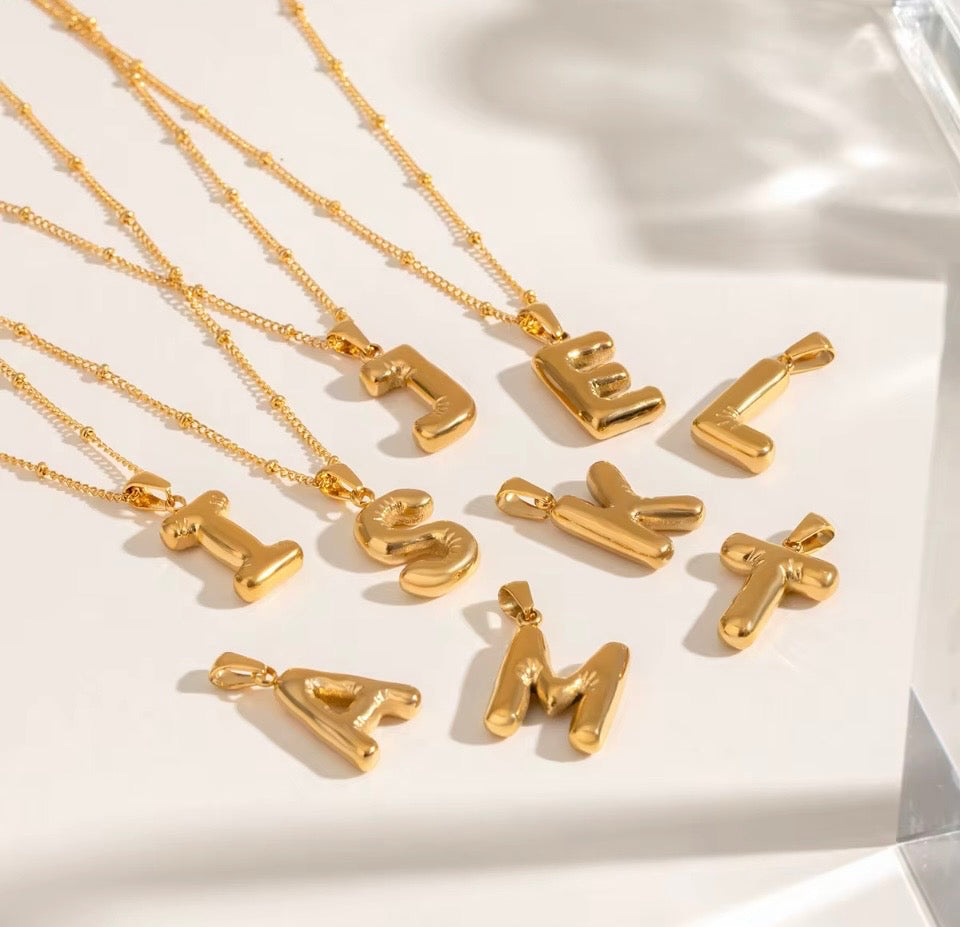 Trending Bubble Letters Initials Pendant Necklace