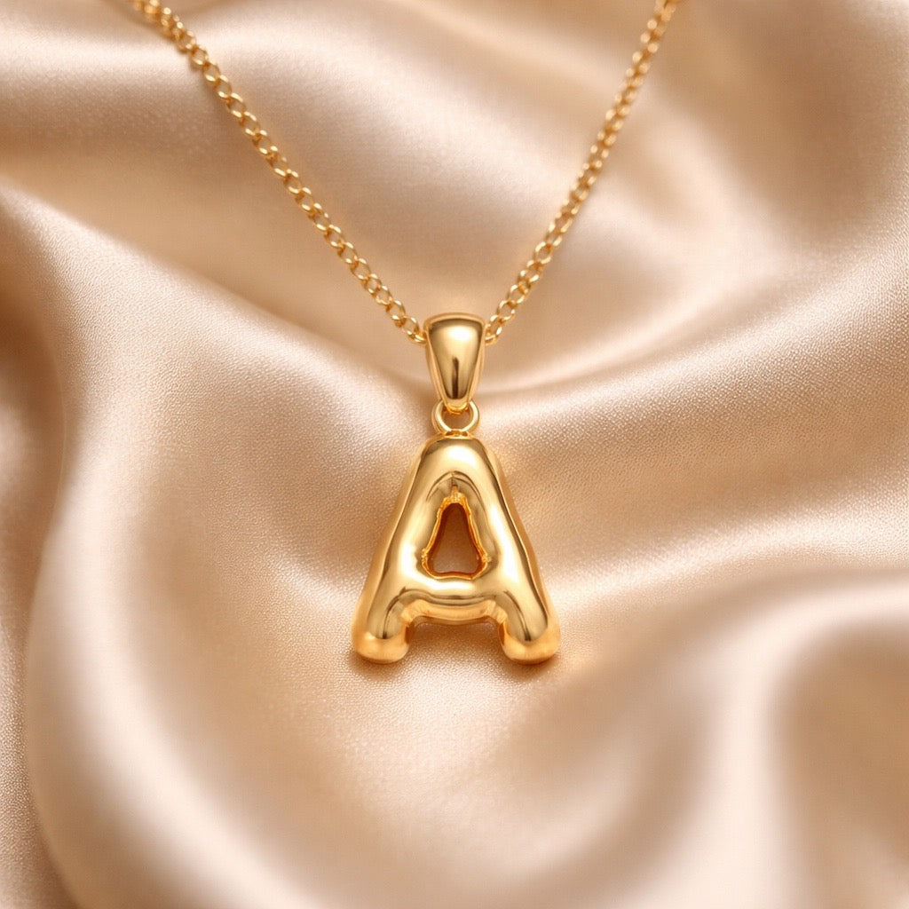 Trending Bubble Letters Initials Pendant Necklace