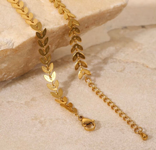 18k Gold Herringbone Link Anklet