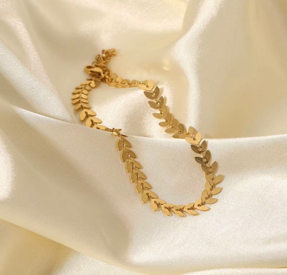 18k Gold Herringbone Link Anklet