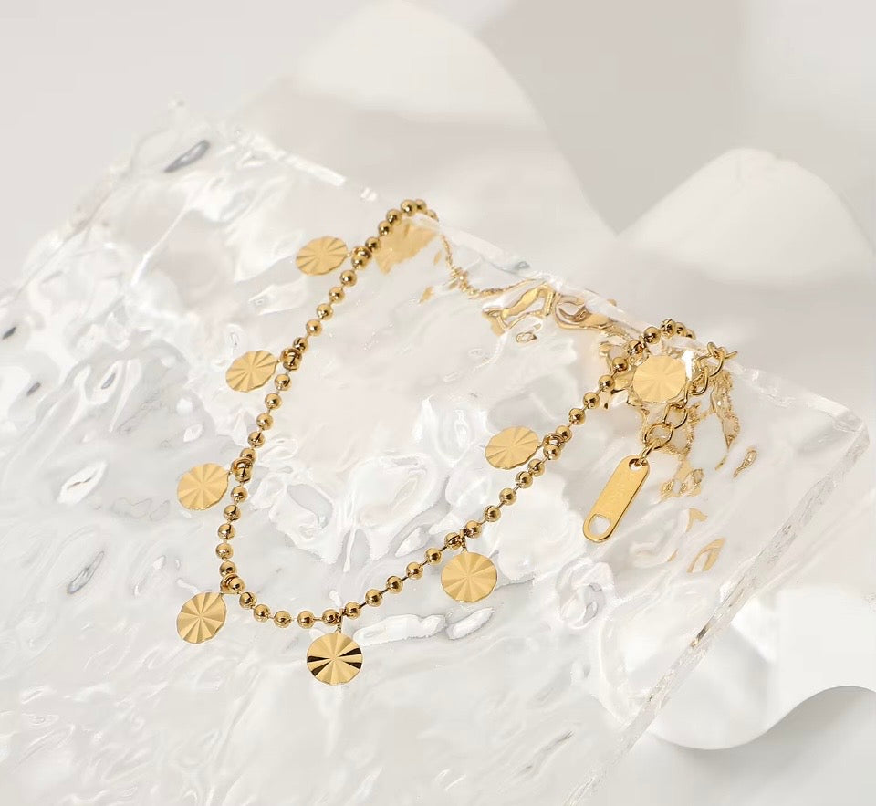Disc Waterfall Charm Anklet