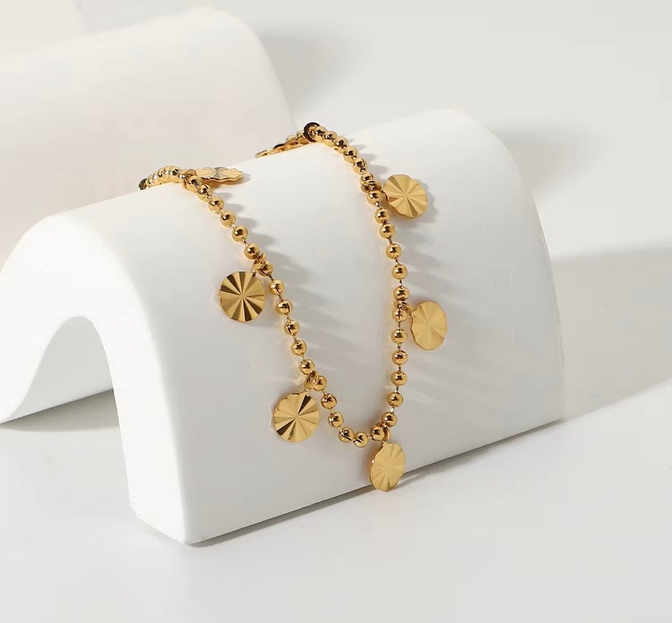 Disc Waterfall Charm Anklet