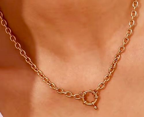 18k Gold Cable Link Necklace