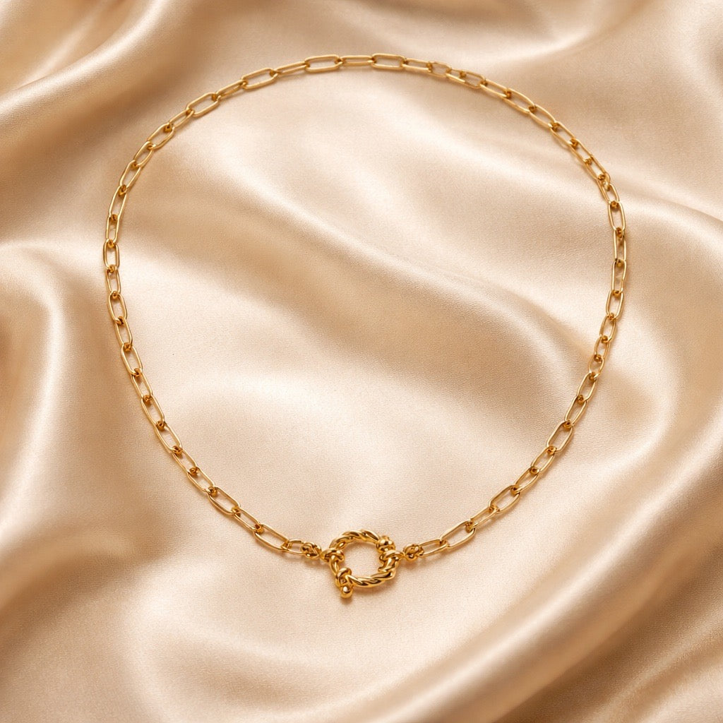 18k Gold Paperclip Link Necklace