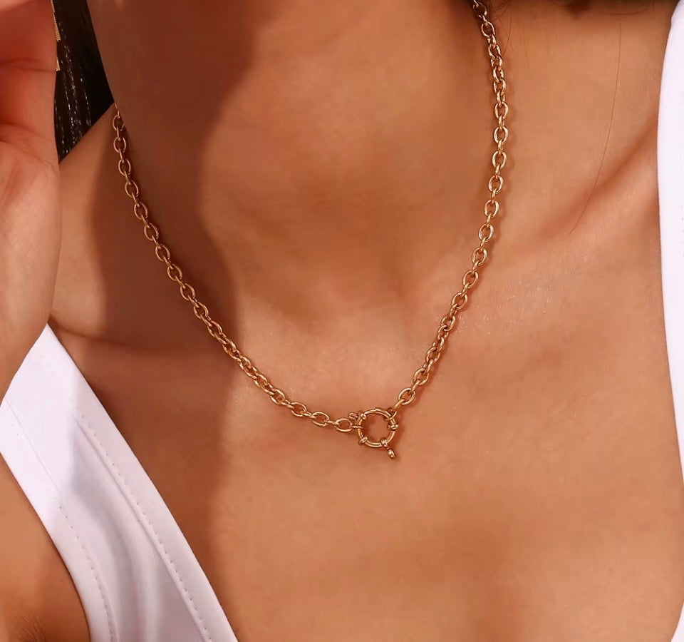 18k Gold Cable Link Necklace