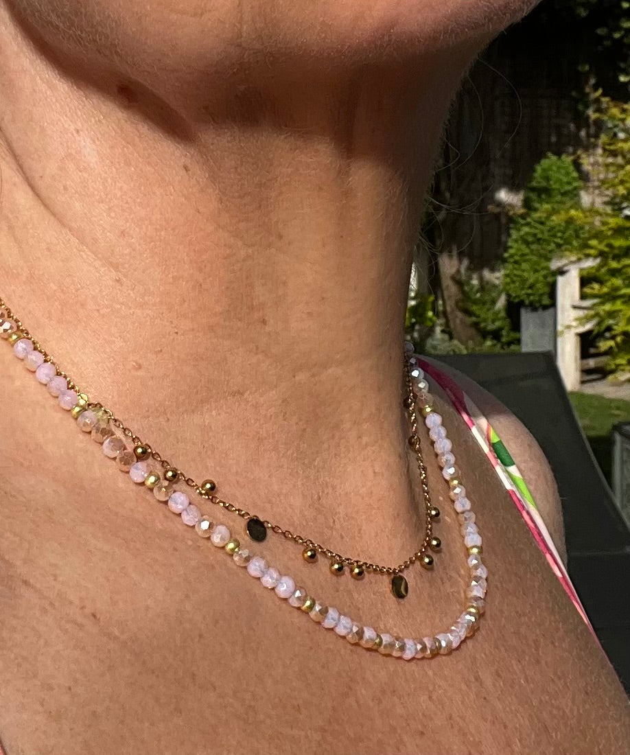 ROSE QUARTZ BEADED NECKLACE
