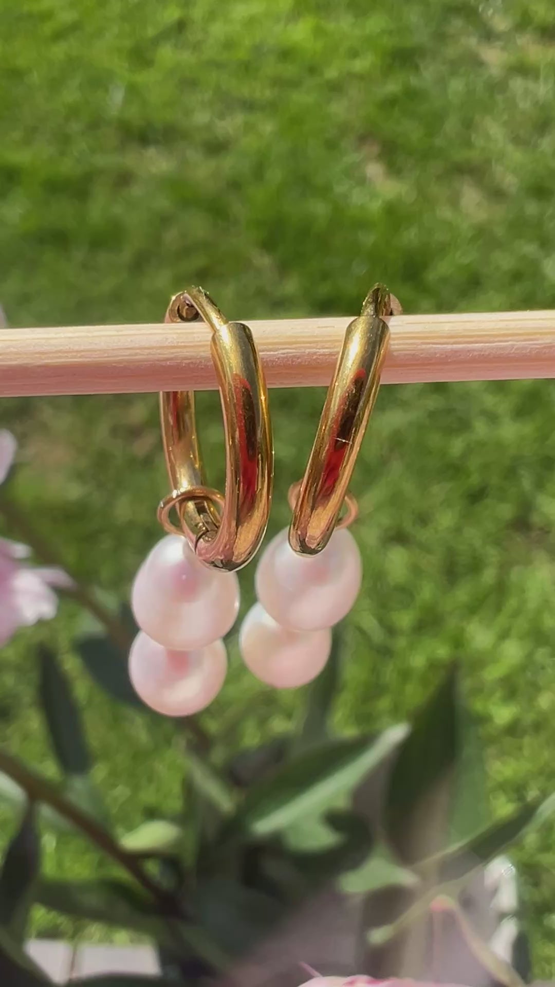 Pearl Drop Huggie Hoop Earrings