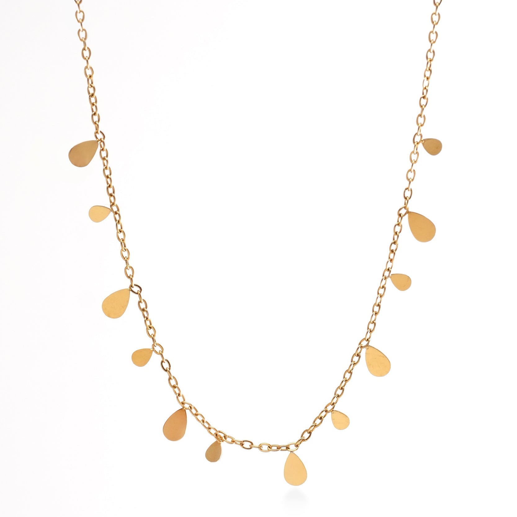 Dainty Water-Drop Necklace with Disc Charms